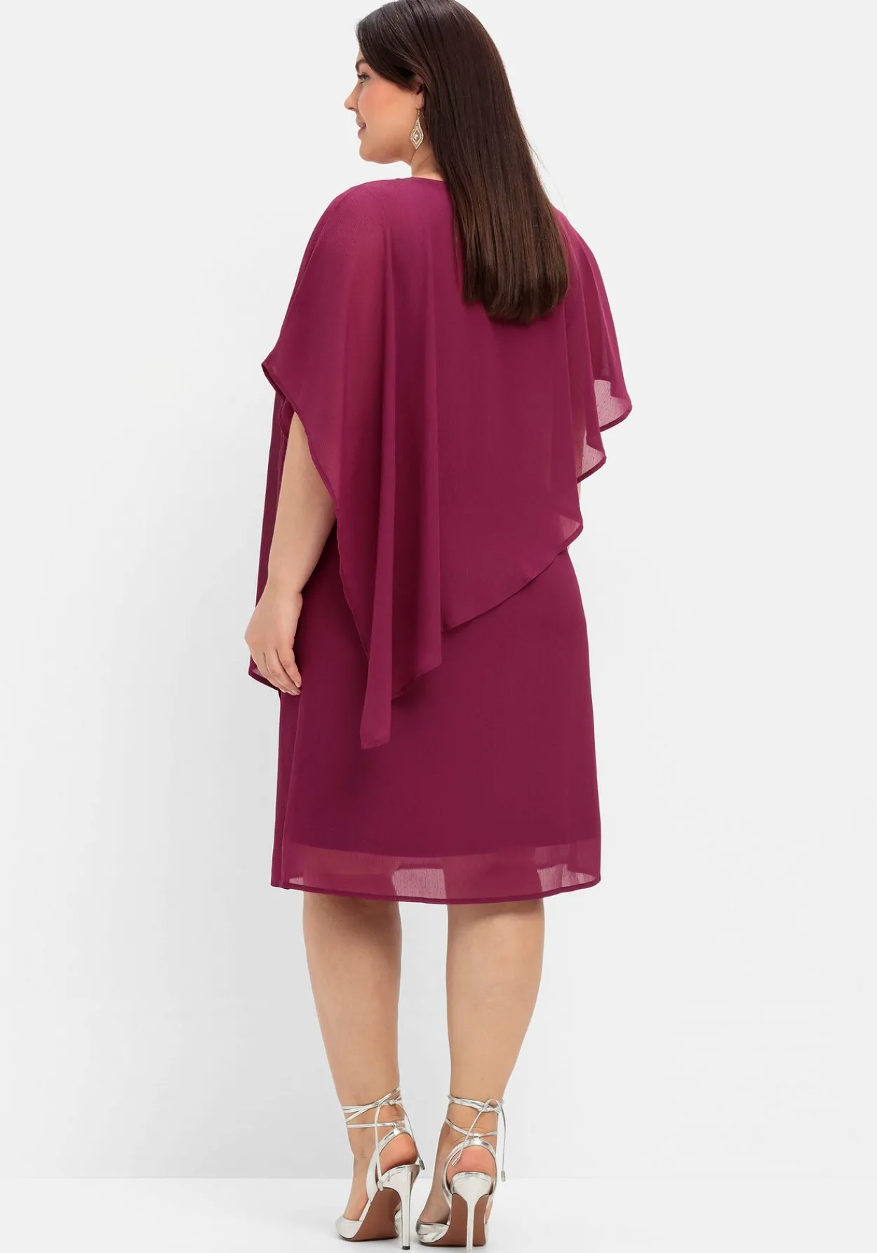 Cocktailkleid mit asymmetrischem Cape, aus Chiffon<sheego New