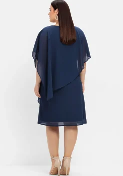 Cocktailkleid mit asymmetrischem Cape, aus Chiffon<sheego Outlet