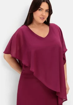 Cocktailkleid mit asymmetrischem Cape, aus Chiffon<sheego New