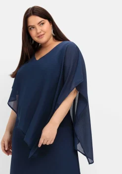 Cocktailkleid mit asymmetrischem Cape, aus Chiffon<sheego Outlet