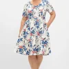 Cocktailkleid mit Blumenprint und Stoffgürtel<sheego Best