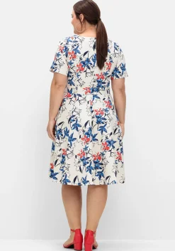 Cocktailkleid mit Blumenprint und Stoffgürtel<sheego Best
