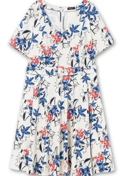 Cocktailkleid mit Blumenprint und Stoffgürtel<sheego Best