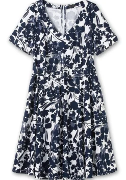 Cocktailkleid mit Blumenprint und Stoffgürtel<sheego Fashion