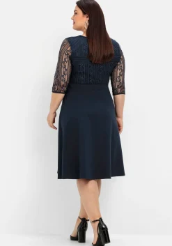 Cocktailkleid mit floraler Spitze und Chiffon-Ärmeln<sheego Sale
