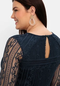 Cocktailkleid mit floraler Spitze und Chiffon-Ärmeln<sheego Sale