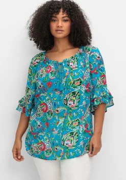 Crinkle-Tunika mit Paisleydruck und Rüschenärmeln<sheego by Joe Browns Online