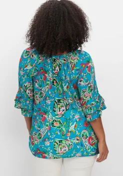 Crinkle-Tunika mit Paisleydruck und Rüschenärmeln<sheego by Joe Browns Online
