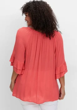 Crinkle-Tunika mit Rüschenärmeln<sheego by Joe Browns Outlet