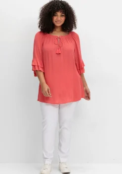 Crinkle-Tunika mit Rüschenärmeln<sheego by Joe Browns Outlet
