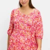Crêpe-Bluse mit Blumendruck und Volant am Saum<sheego Fashion