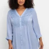 Crêpebluse mit Häkelspitze und Biesen<sheego by Joe Browns Outlet