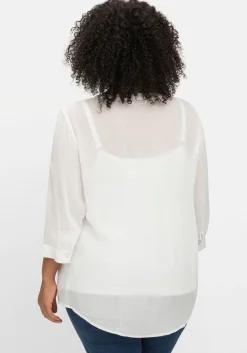 Crêpebluse mit Häkelspitze und Biesen<sheego by Joe Browns Clearance
