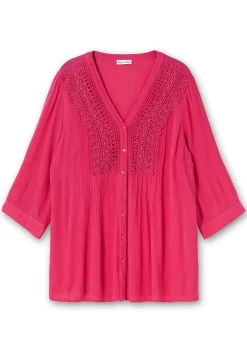 Crêpebluse mit Häkelspitze und Biesen<sheego by Joe Browns Outlet