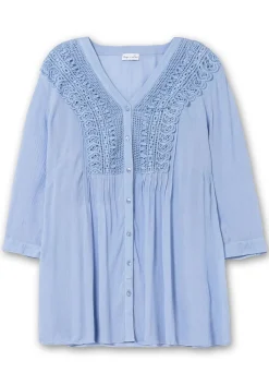 Crêpebluse mit Häkelspitze und Biesen<sheego by Joe Browns Outlet