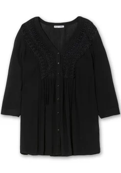 Crêpebluse mit Häkelspitze und Biesen<sheego by Joe Browns Discount