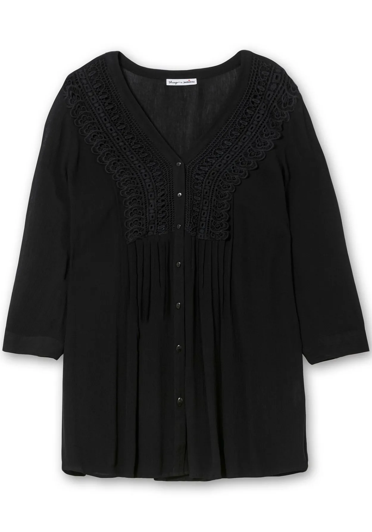 Crêpebluse mit Häkelspitze und Biesen<sheego by Joe Browns Discount