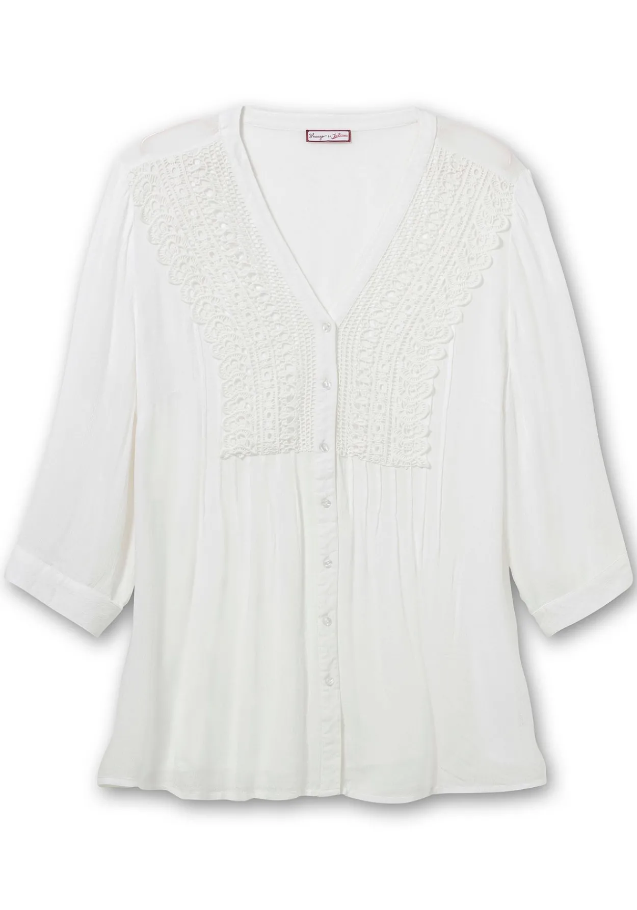 Crêpebluse mit Häkelspitze und Biesen<sheego by Joe Browns Clearance