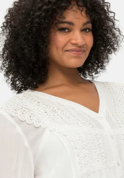 Crêpebluse mit Häkelspitze und Biesen<sheego by Joe Browns Clearance