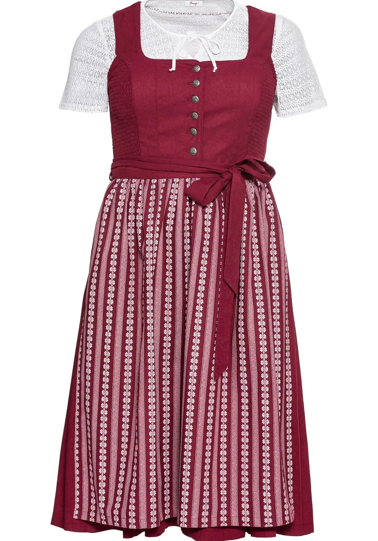 Dirndl in Midilänge, mit Spitzenbluse und Schürze<sheego Outlet