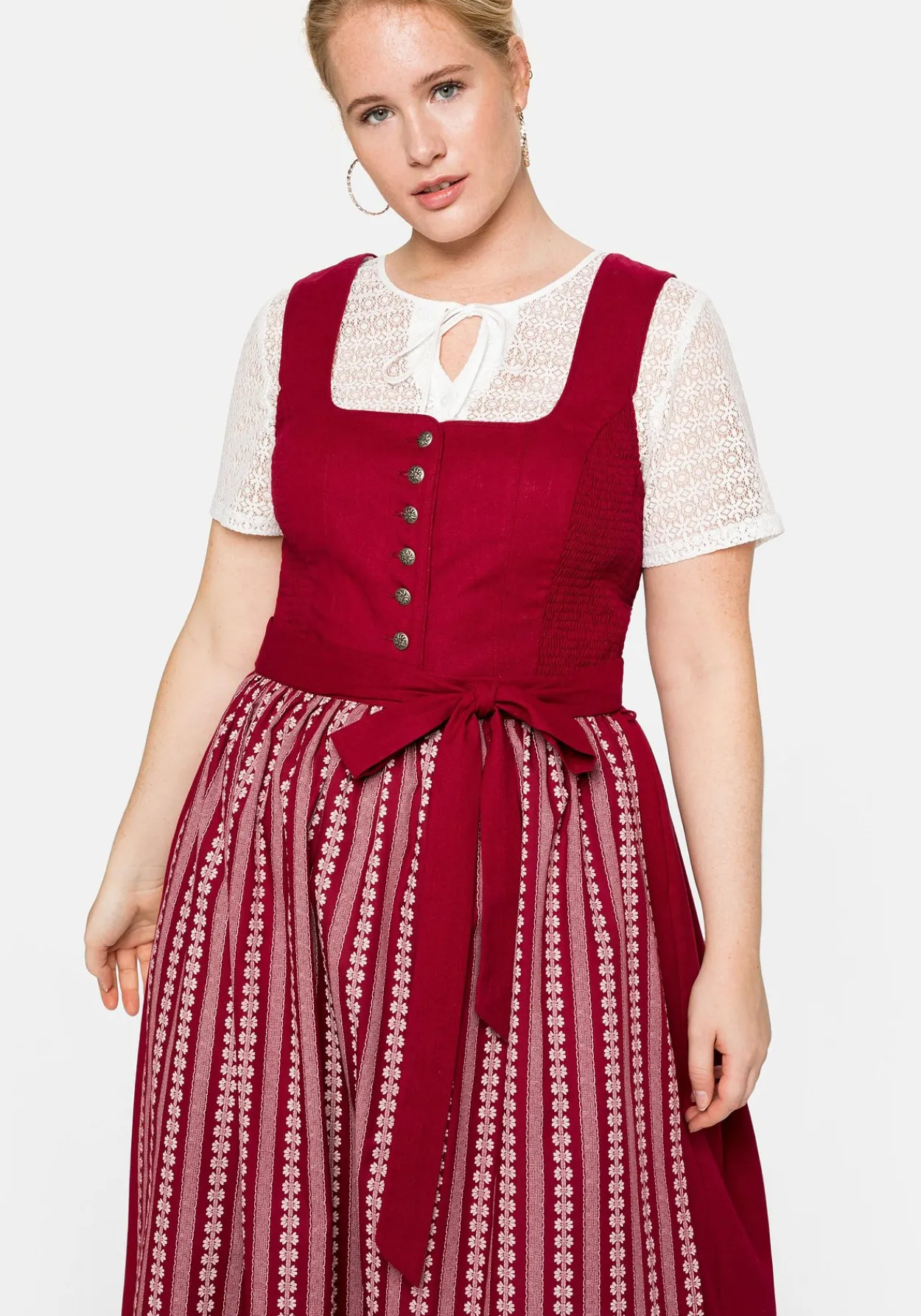 Dirndl in Midilänge, mit Spitzenbluse und Schürze<sheego Outlet