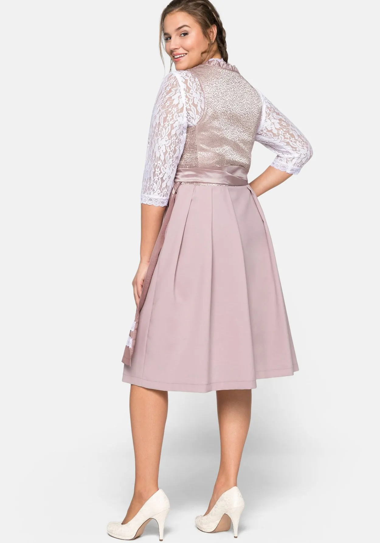 Dirndl 3-teilig mit Schürze und Spitzenbluse<sheego Hot