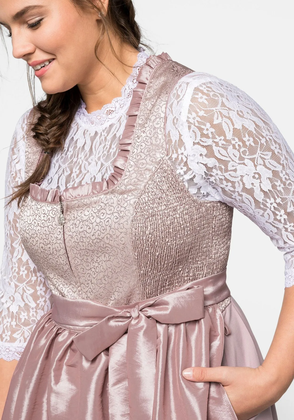 Dirndl 3-teilig mit Schürze und Spitzenbluse<sheego Hot