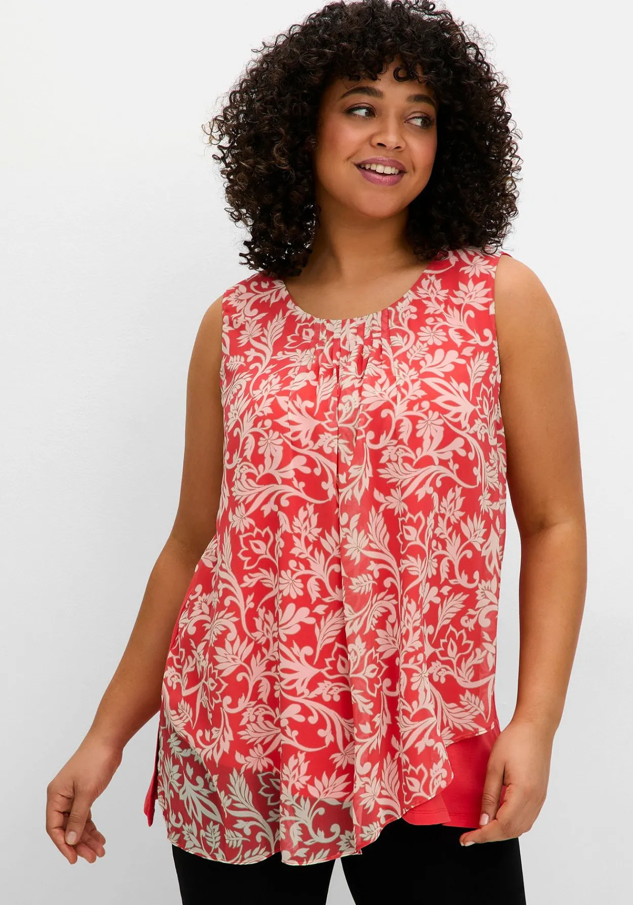 Doppellagiges Blusentop mit Chiffon<sheego Best