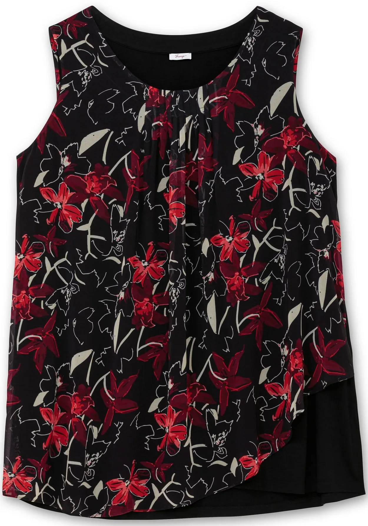 Doppellagiges Blusentop mit Chiffon<sheego Hot