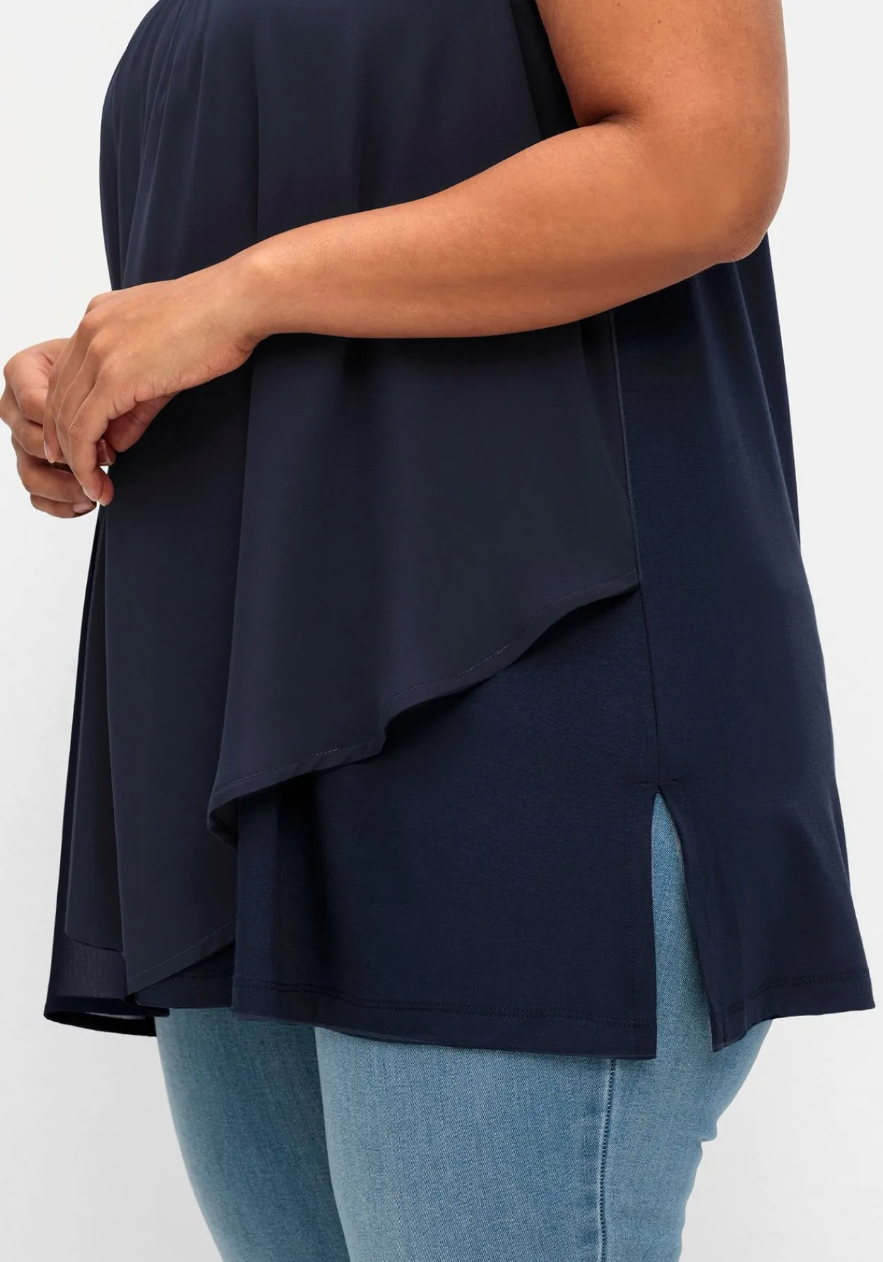 Doppellagiges Top aus Chiffon und Jersey<sheego Discount