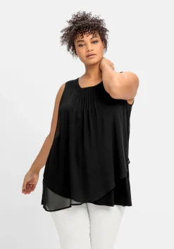 Doppellagiges Top aus Chiffon und Jersey<sheego Hot