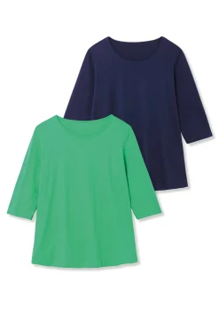 Doppelpack 3/4-Arm-Shirts in leichter A-Linie<sheego Online