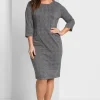 Etuikleid mit 3/4-Arm, im Materialmix<sheego Online