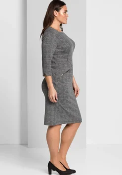 Etuikleid mit 3/4-Arm, im Materialmix<sheego Online