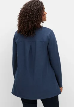 Fein meliertes Langarmshirt in A-Linie, mit Rundhals<sheego Clearance