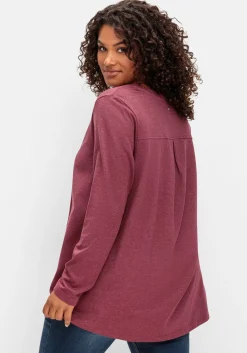 Fein meliertes Langarmshirt in A-Linie, mit Rundhals<sheego Outlet