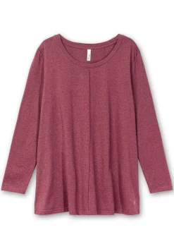 Fein meliertes Langarmshirt in A-Linie, mit Rundhals<sheego Outlet