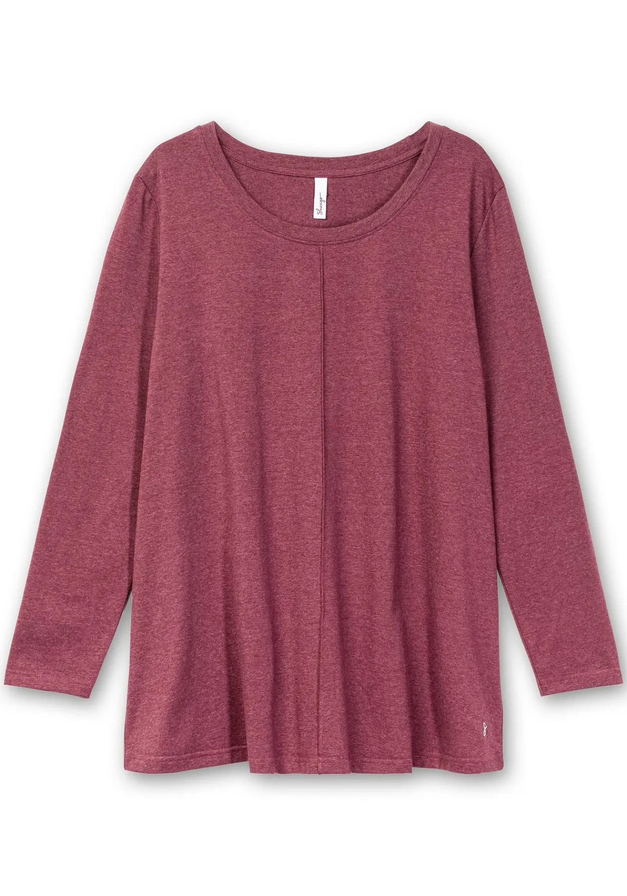 Fein meliertes Langarmshirt in A-Linie, mit Rundhals<sheego Outlet