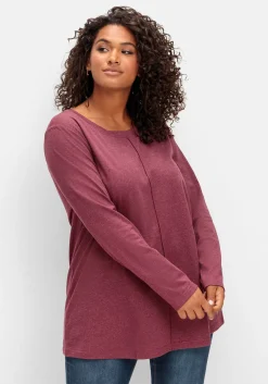 Fein meliertes Langarmshirt in A-Linie, mit Rundhals<sheego Outlet