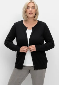 Feinstrickjacke mit Rundhalsausschnitt und Knopfleiste<sheego Clearance