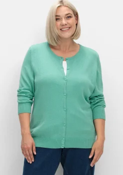 Feinstrickjacke mit Rundhalsausschnitt und Knopfleiste<sheego Outlet