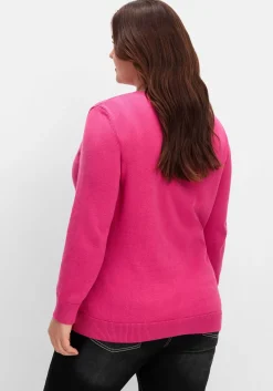 Feinstrickjacke mit Rundhalsausschnitt und Knopfleiste<sheego Sale