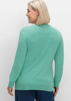 Feinstrickjacke mit Rundhalsausschnitt und Knopfleiste<sheego Outlet
