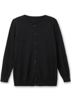 Feinstrickjacke mit Rundhalsausschnitt und Knopfleiste<sheego Clearance