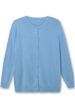 Feinstrickjacke mit Rundhalsausschnitt und Knopfleiste<sheego New