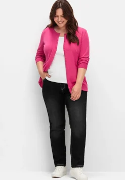 Feinstrickjacke mit Rundhalsausschnitt und Knopfleiste<sheego Sale