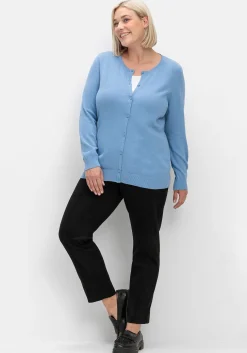 Feinstrickjacke mit Rundhalsausschnitt und Knopfleiste<sheego New