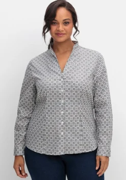 Figurbetonte Bluse mit Stehkragen, bügelfrei<sheego Hot