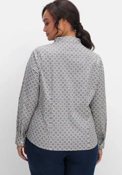 Figurbetonte Bluse mit Stehkragen, bügelfrei<sheego Hot