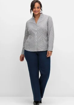 Figurbetonte Bluse mit Stehkragen, bügelfrei<sheego Hot
